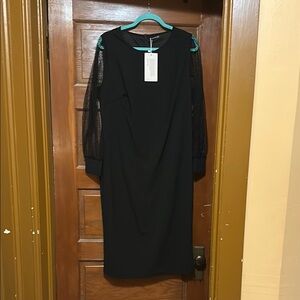 Elegant Black Dress with Sheer Sleeves